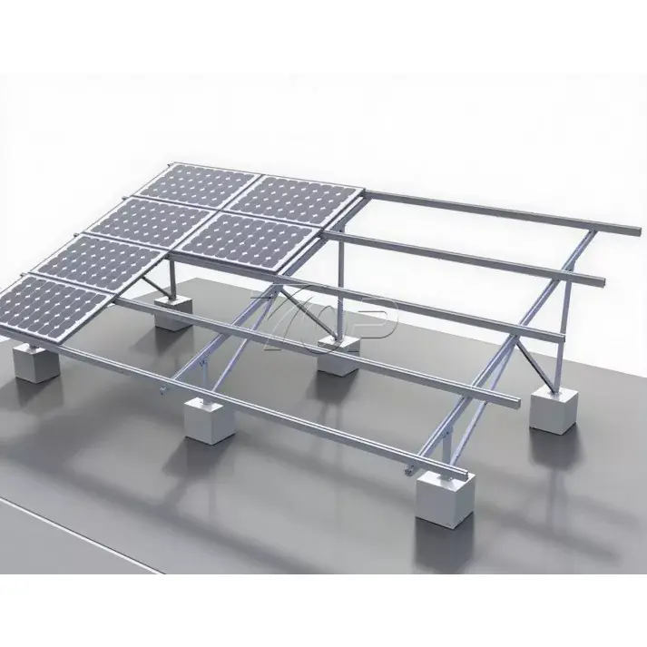 Support photovoltaïque au sol pour montage solaire sur fondation en béton