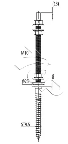 Wood Thread Hanger Bolt for Solar Mounting